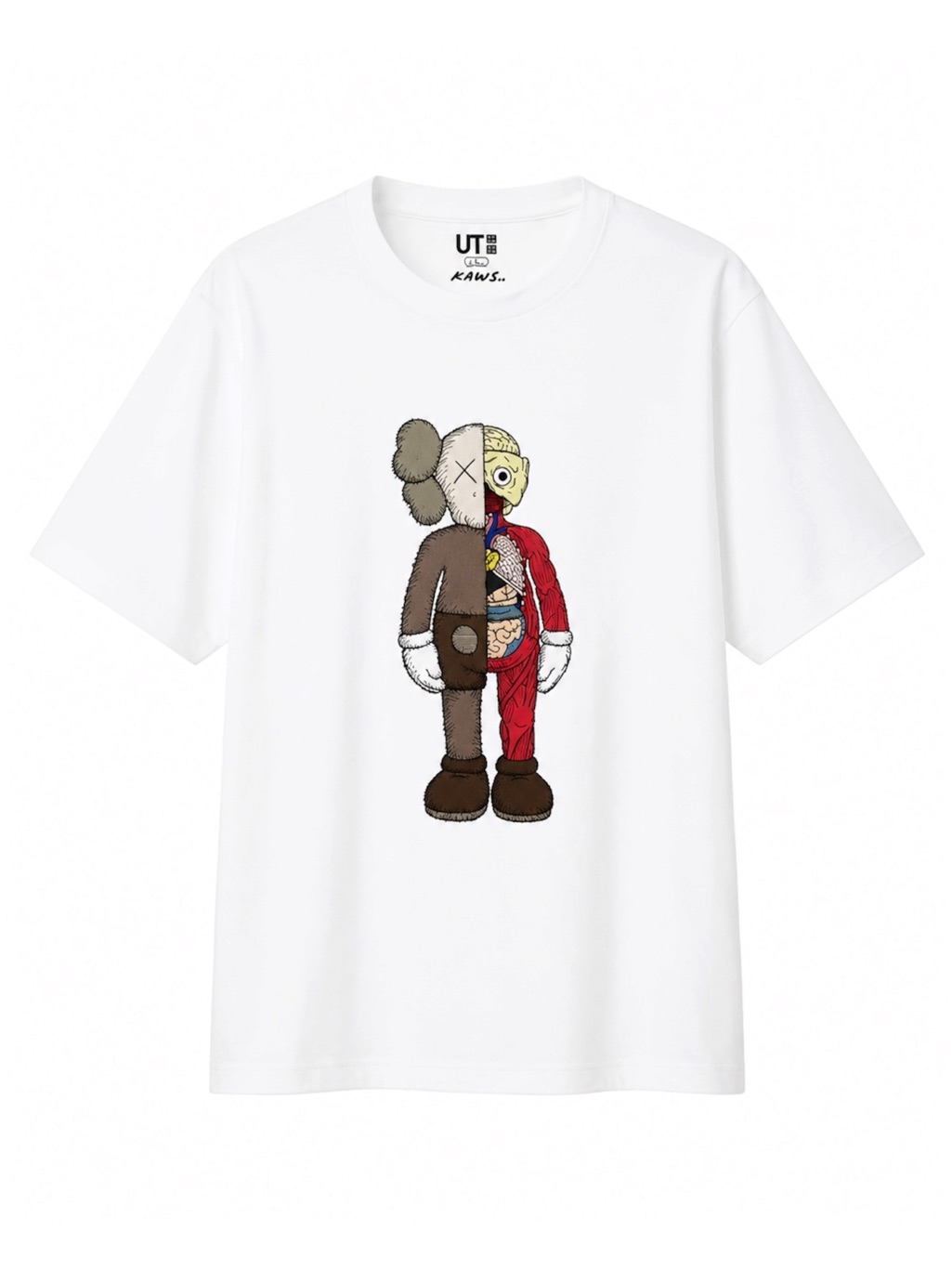Ss19 Kaws X Uniqlo Flayed Tee In White Size Large - Bnwt